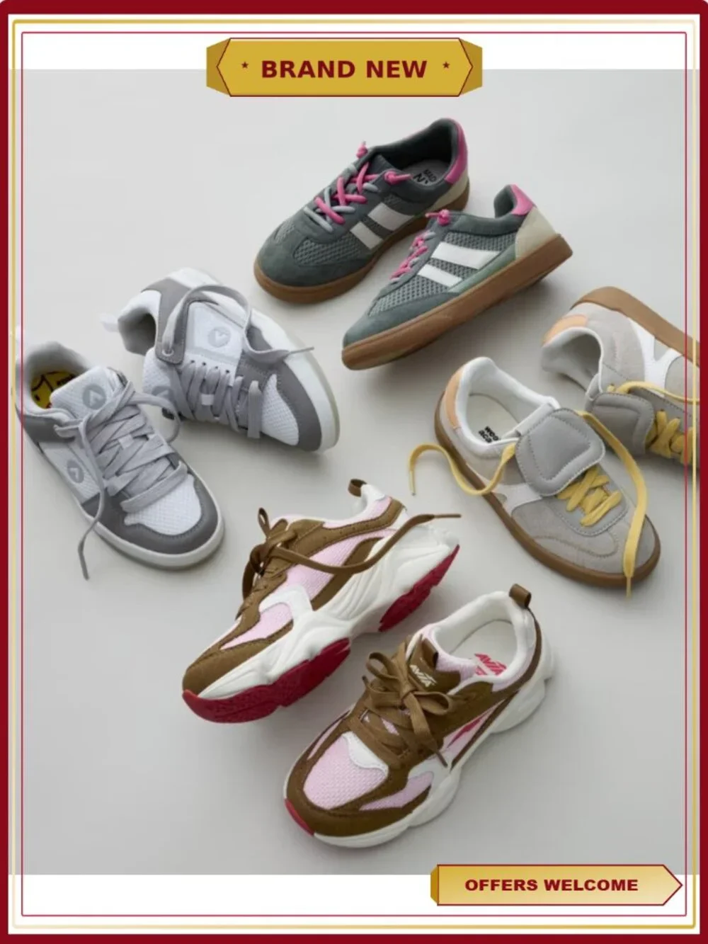Girls Mesh Casual Sneakers - Breathable Lightweight Elastic Lace Slip-On